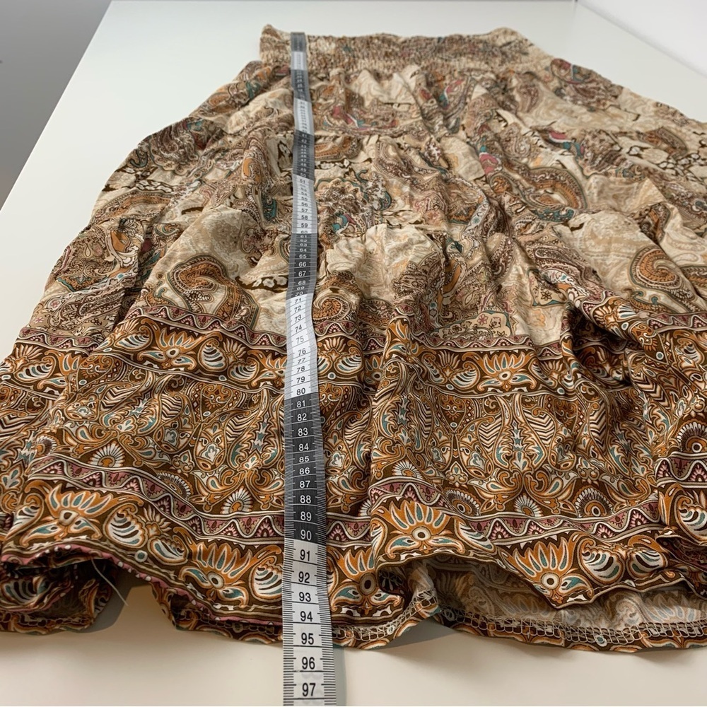 Rosemarine Maxi Tiered Skirt Paisley Italy Size Medium Brown Beige Boho Romantic - Picture 7 of 11